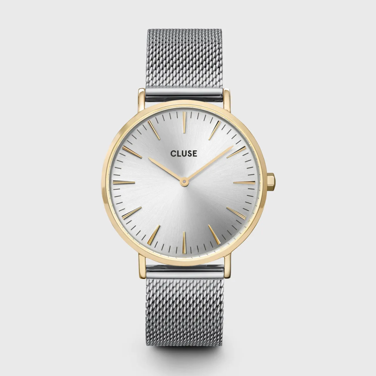 Femme CLUSE Gift Box Boho Chic Watch Mesh Bicolour and Mixed Chain Pearl Bracelet Gold Colour