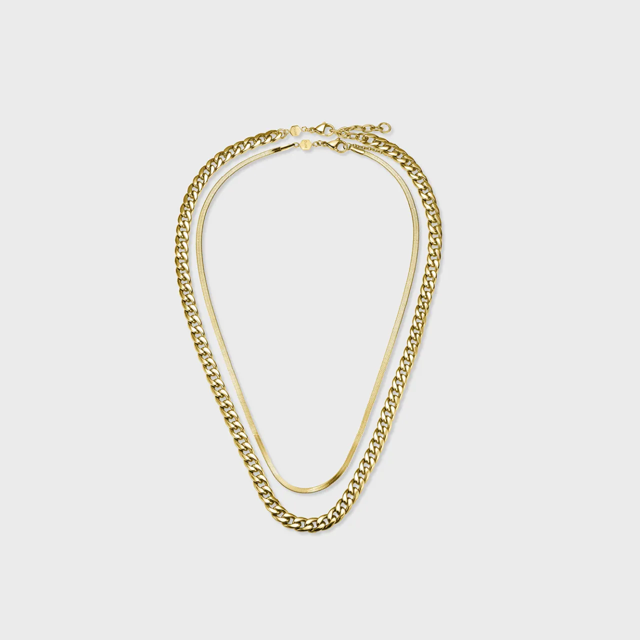 CLUSE Gift Box Essentielle Snake and Flat Curb Necklaces, Gold Colour