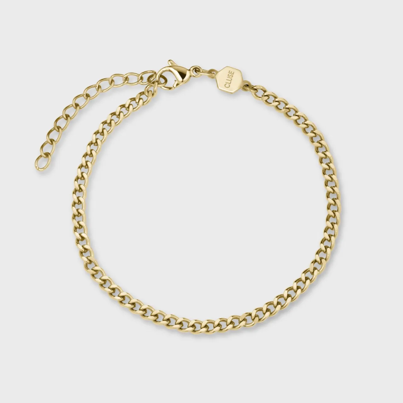 Femme CLUSE Gift Box Fluette Steel Green Watch and Round Chain Bracelet, Gold Colour