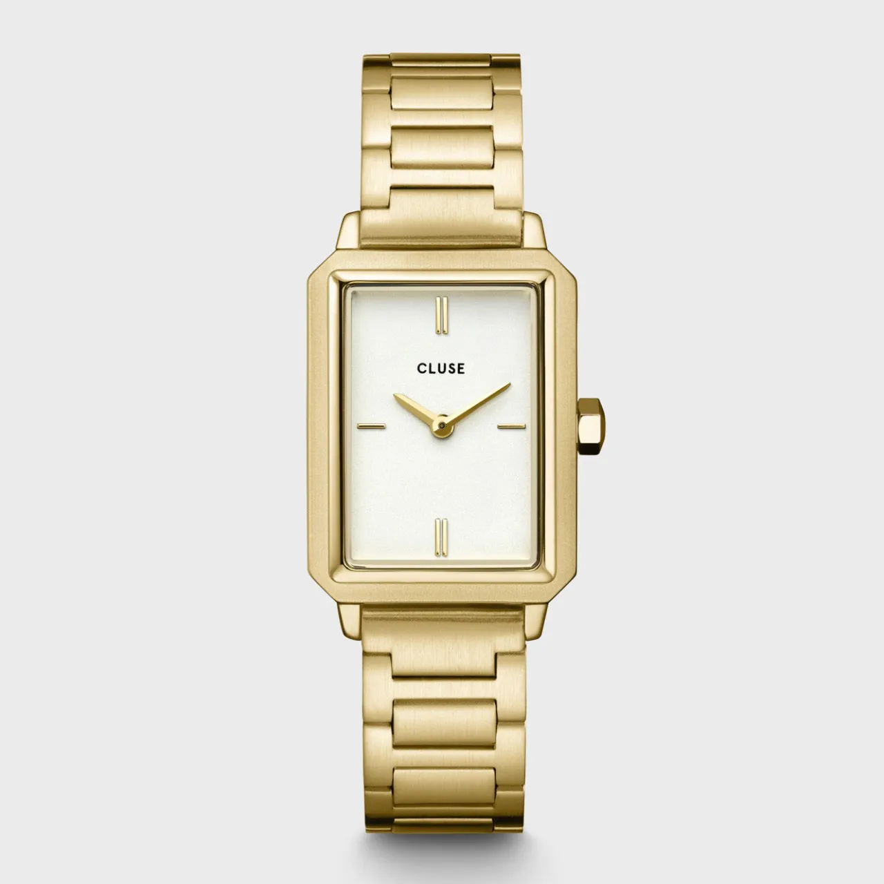 Femme CLUSE Gift Box Fluette Steel Watch and Black Leather Lizard Strap, Gold Colour