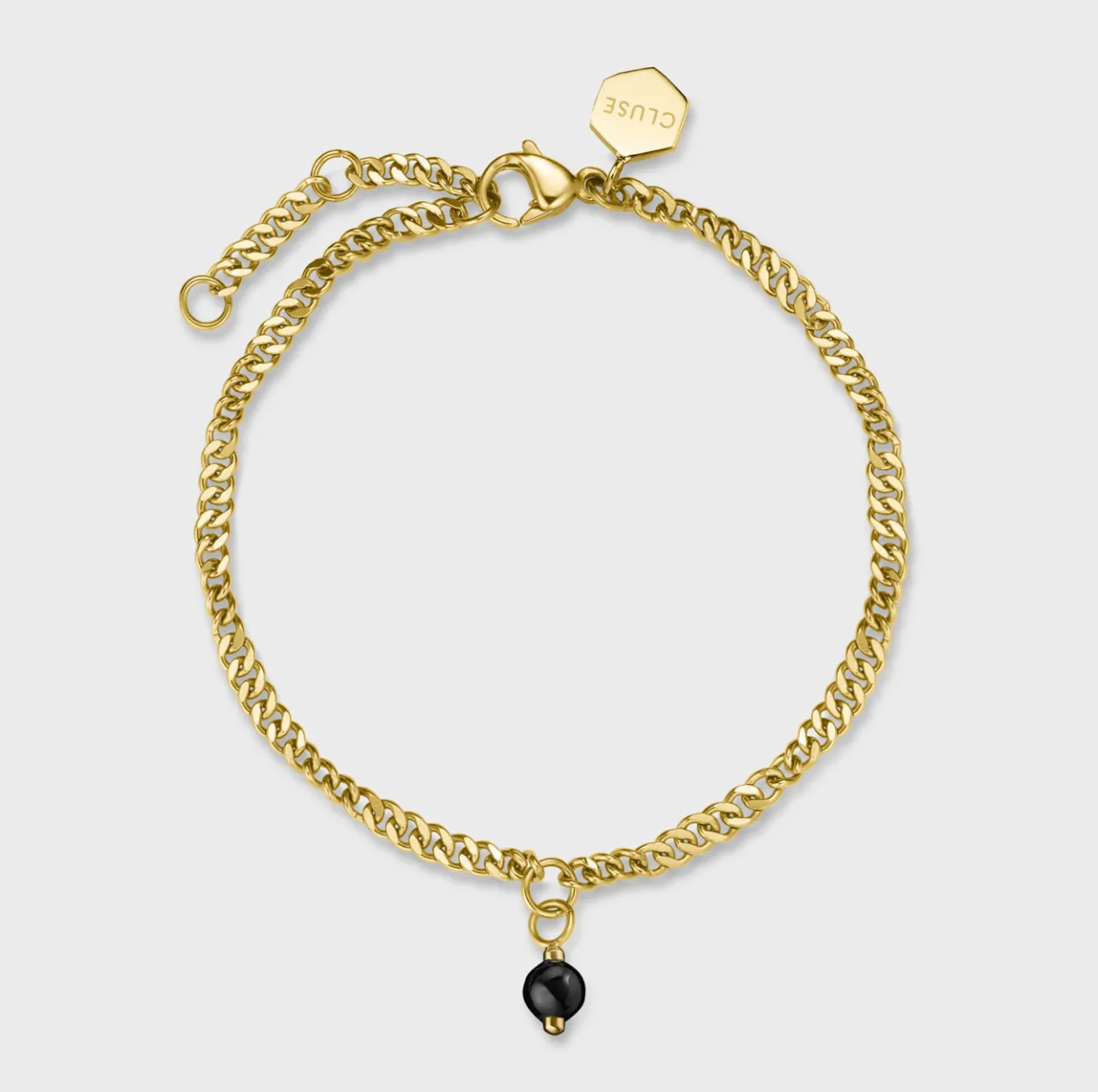 Femme CLUSE Gift Box Féroce Mini Watch Black & Chain Bracelet, Gold Colour
