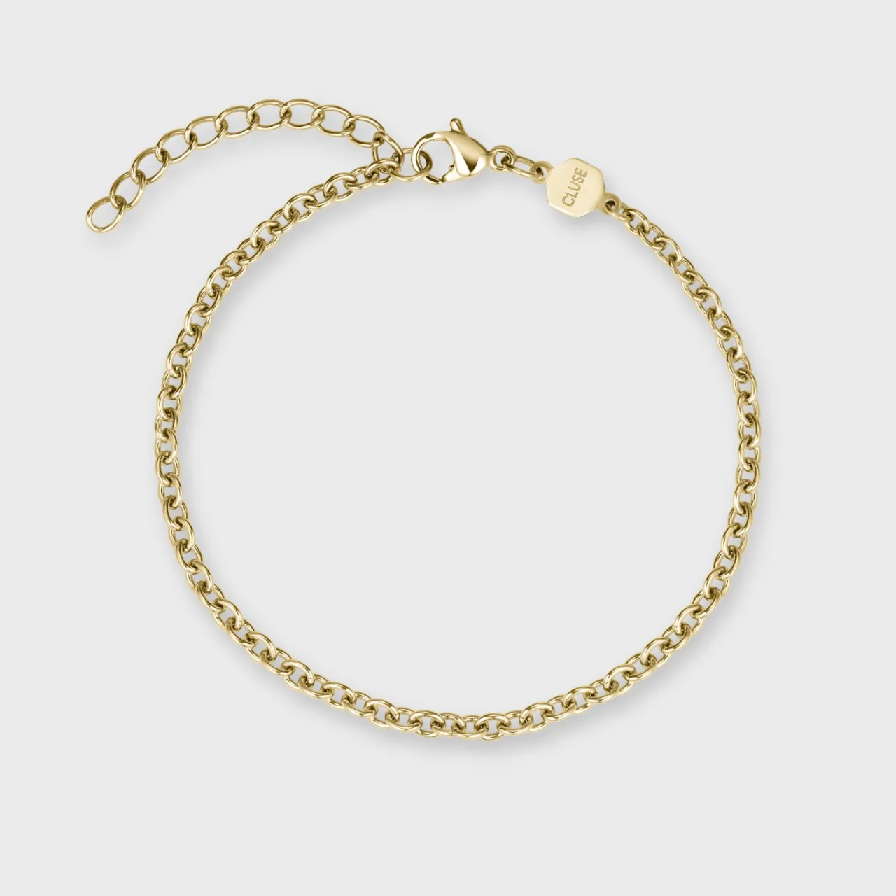 Femme CLUSE Gift Box La Tétragone Full Gold Steel Watch & Curb Chain Bracelet, Gold Colour