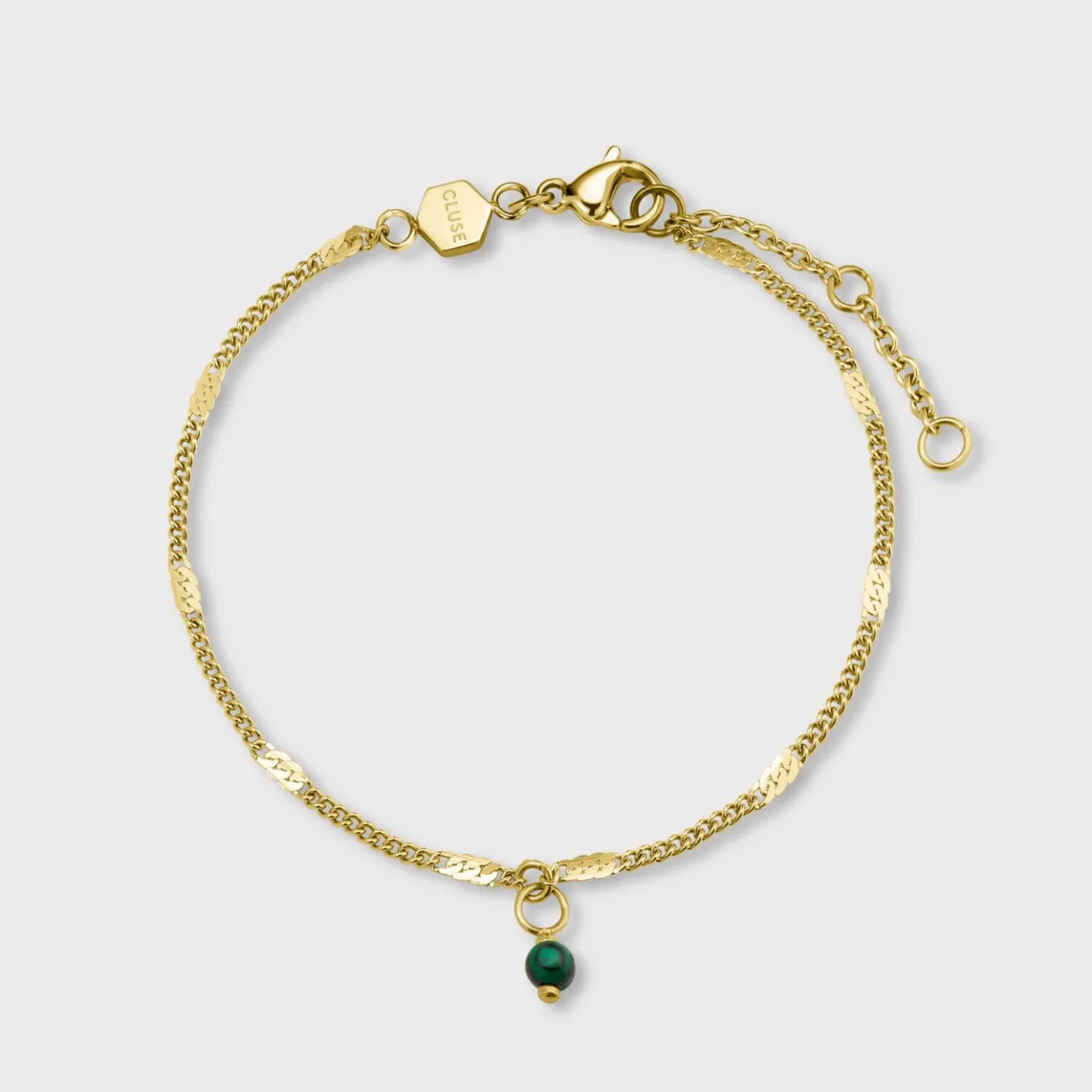 Femme CLUSE Gift Box La Tétragone Mesh and Malachite Bracelet Gold Colour