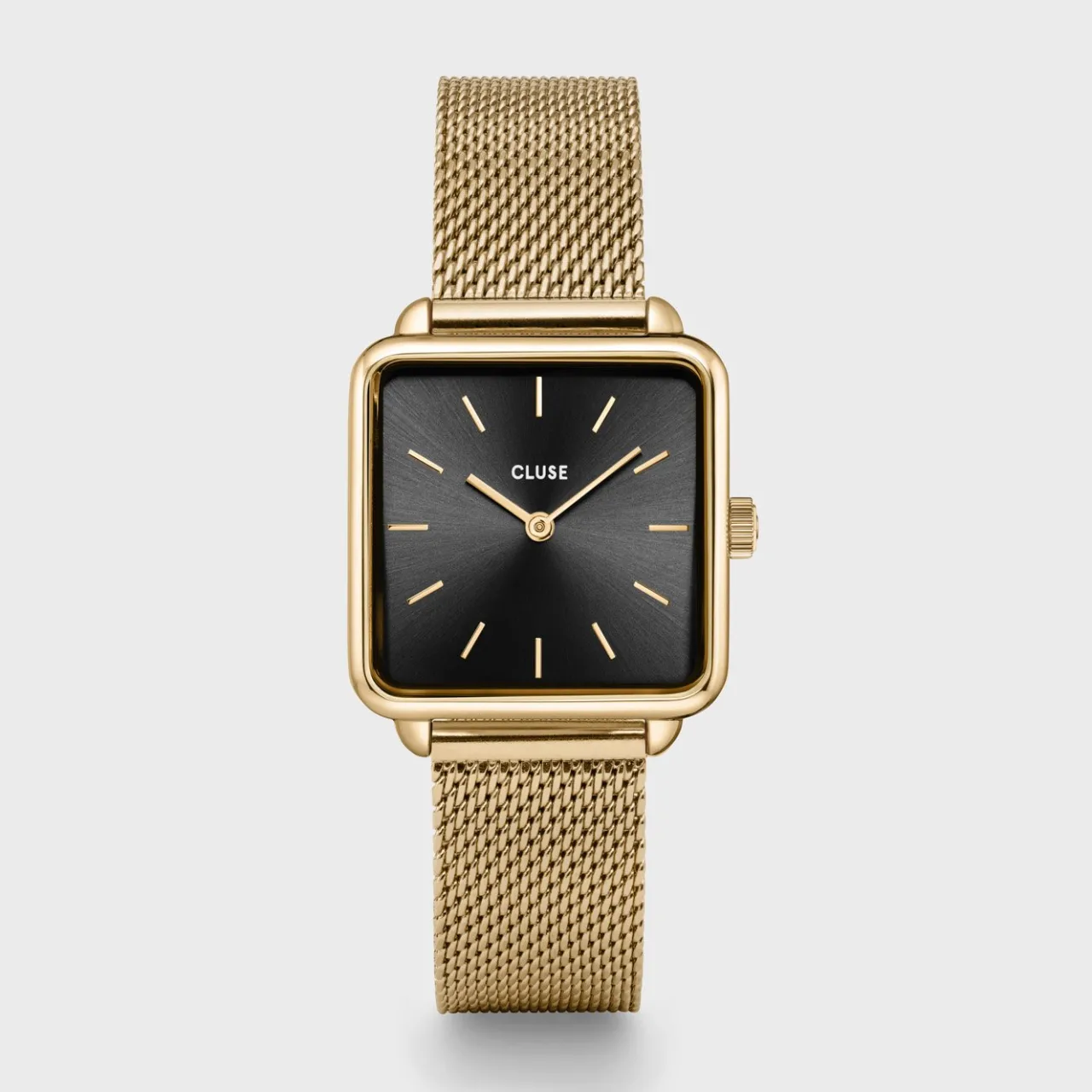 Femme CLUSE Gift Box La Tétragone Mesh Watch & Beads Bracelet, Gold Colour