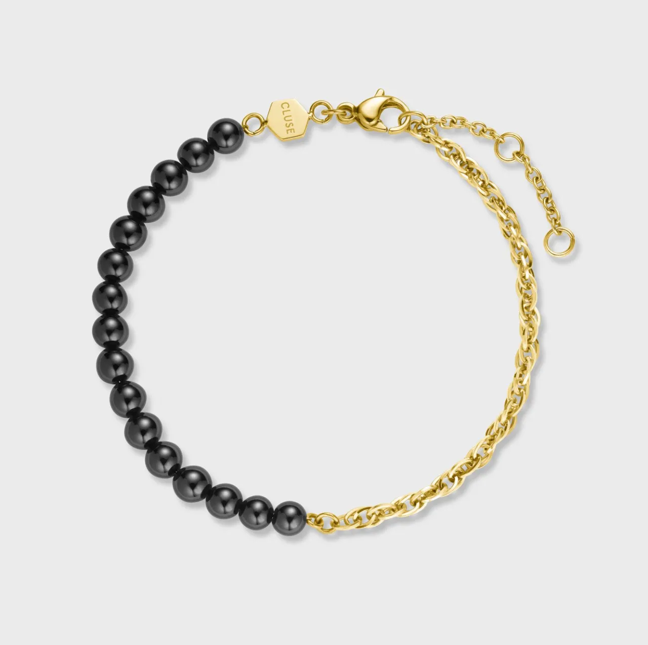 Femme CLUSE Gift Box La Tétragone Mesh Watch & Beads Bracelet, Gold Colour