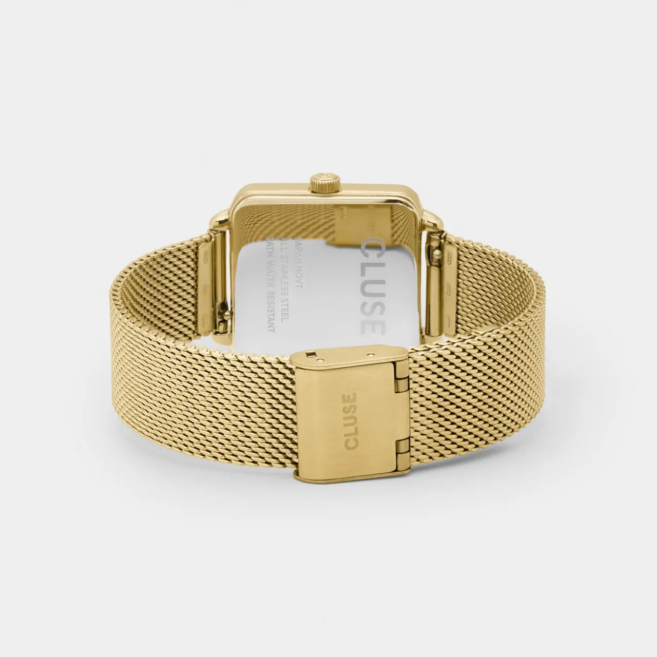 Femme CLUSE Gift Box La Tétragone Mesh Watch & Chain Bracelet, Gold Colour