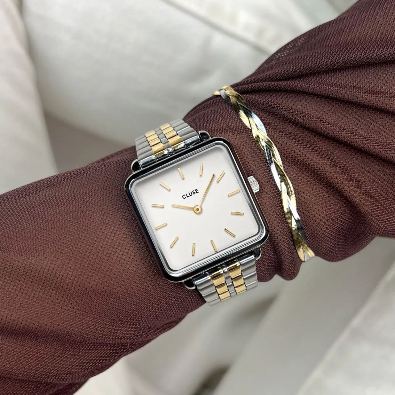 Femme CLUSE La Tétragone Watch Steel Coconut Milk, Bicolor